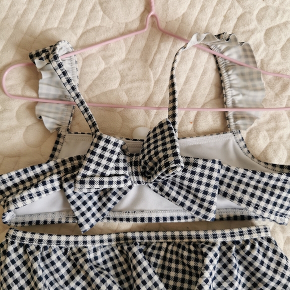 New Janie and Jack flower White and navy bathsuit - Picture 6 of 7